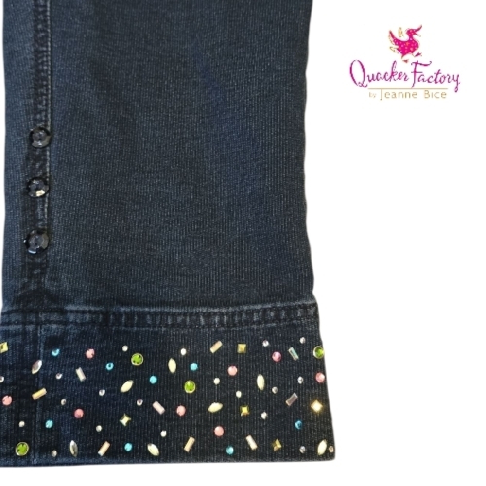 QUACKER FACTORY DreamJeannes Convertible Capris w Multicolor Embellishment XXS - Picture 2 of 6